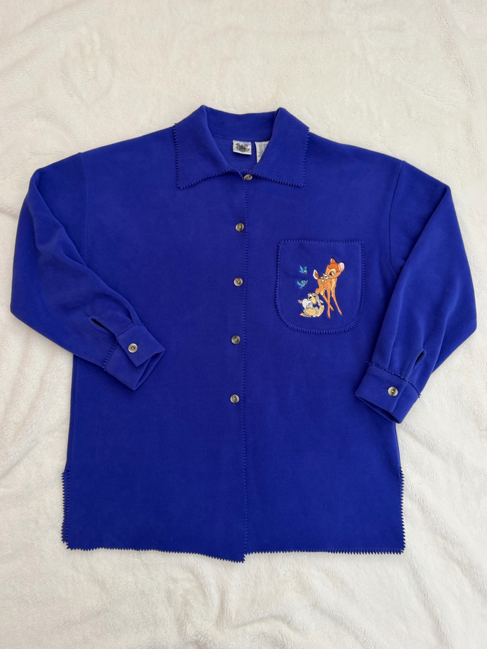 Vintage 90s Disney Catalog Bambi & Thumper Embroidered Fleece Button Down Jacket